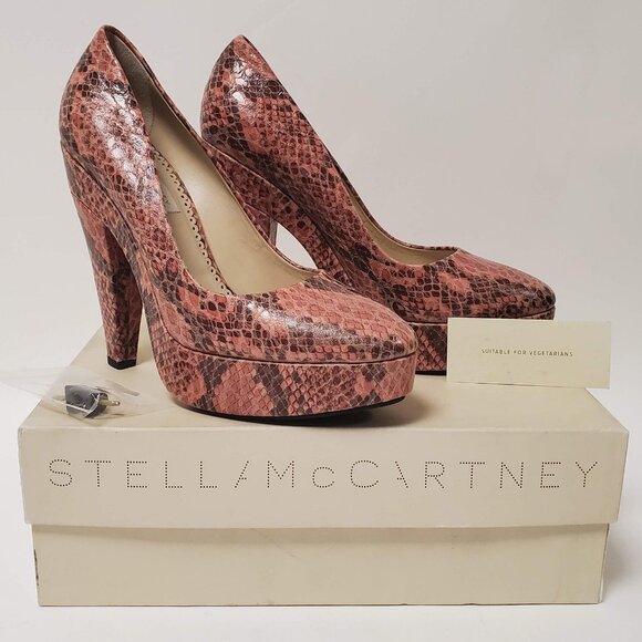 STELLA MCCARTNEY SHOES FAUX SNAKEPRINT LEATHER PLATFORM HIGH HEEL IT 41 US 11 - Picture 10 of 12